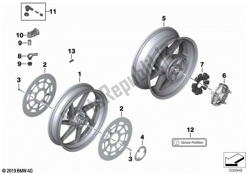 Alle onderdelen voor de Achteraf Gesmede Wielen Monteren van de BMW S 1000 RR K 67 2019 - 2021