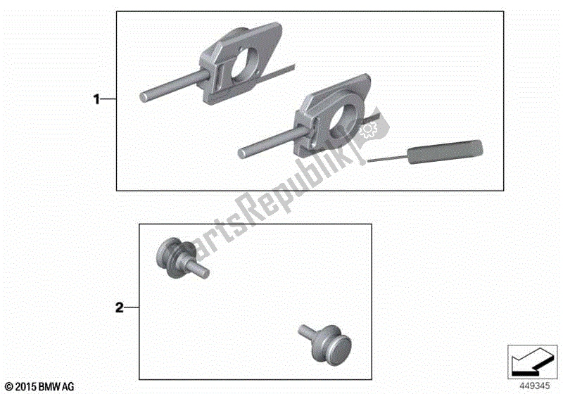 Alle onderdelen voor de Set Kettingspanners van de BMW S 1000 RR K 67 2019 - 2021