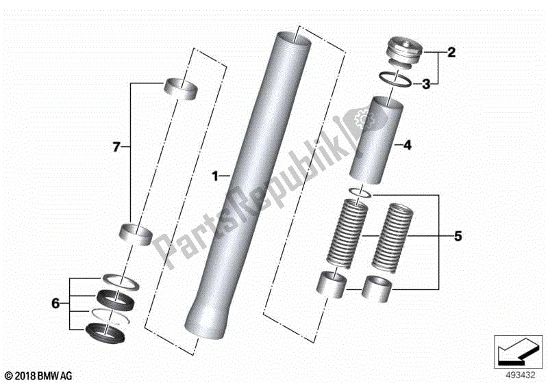 All parts for the Stanchion of the BMW S 1000 RR K 67 2019 - 2021