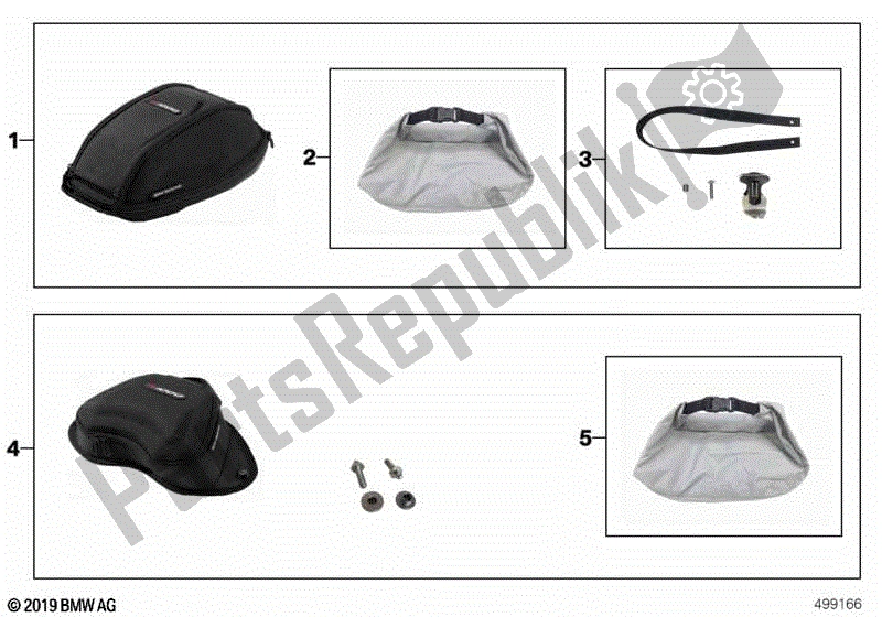 All parts for the Tank-top Bag of the BMW S 1000 RR K 67 2019 - 2021