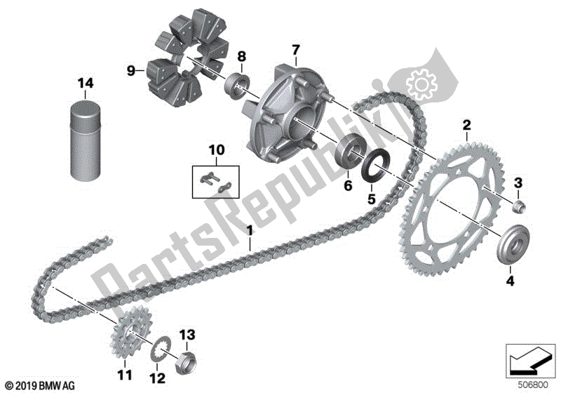 All parts for the Torque-transfer Mechanism, Motorcycle of the BMW S 1000 RR K 67 2019 - 2021