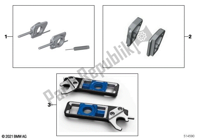 Alle onderdelen voor de Set Kettingspanners van de BMW S 1000 XR K 69 2020 - 2021