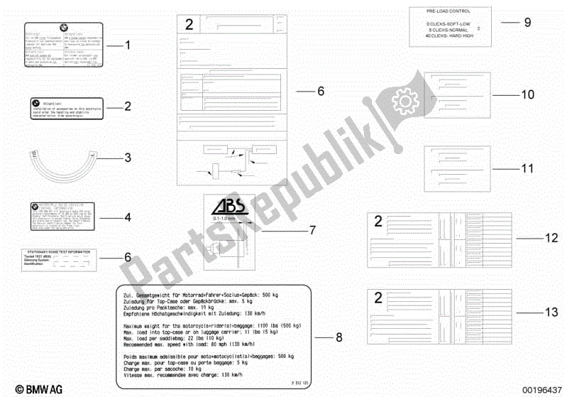 Todas las partes para Etiqueta de BMW Sertão R 134 2010 - 2014