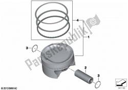 Piston with rings and wristpin