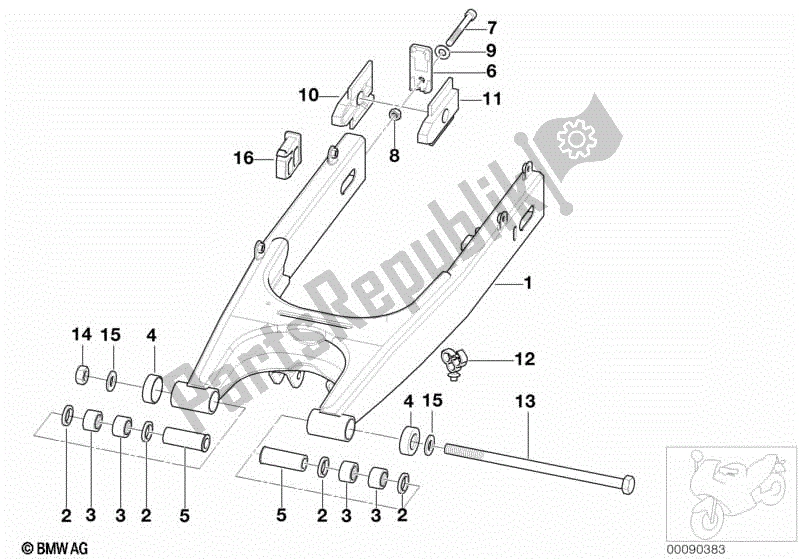 All parts for the Rear Wheel Swinging Arm of the BMW Sertão R 134 2010 - 2014