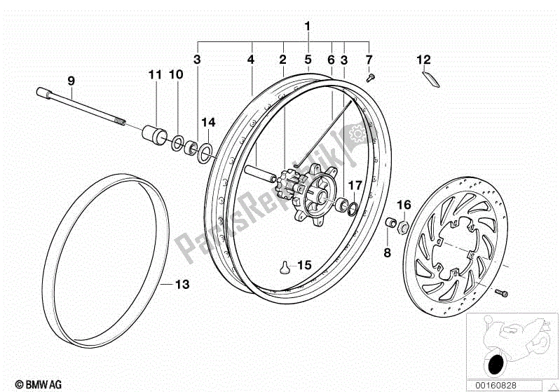 Todas las partes para Rueda Delantera De Radios de BMW Sertão R 134 2010 - 2014