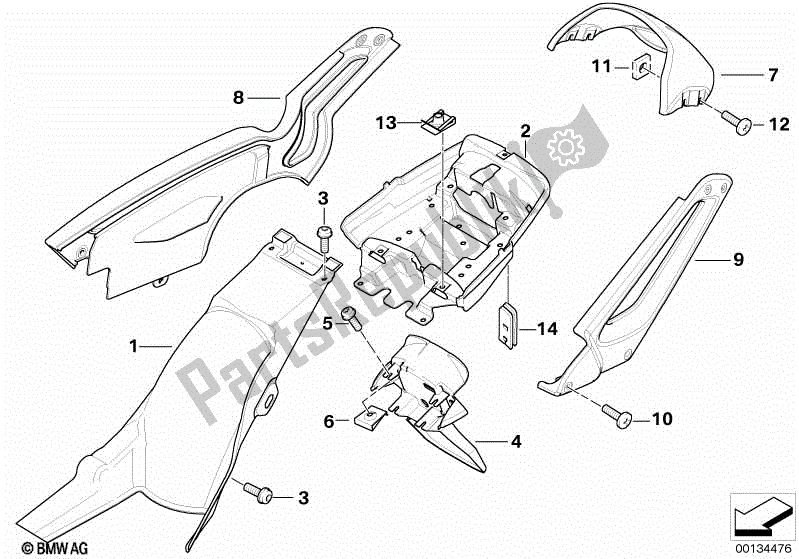 Todas las partes para Cubierta De Rueda, Trasera, Marco De Matrícula de BMW Sertão R 134 2010 - 2014