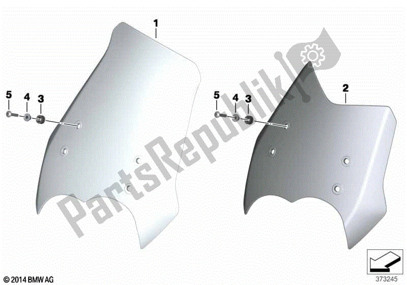 All parts for the Windshield of the BMW Sertão R 134 2010 - 2014