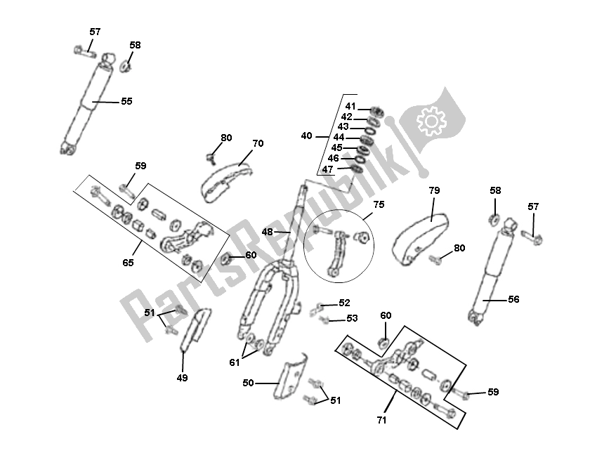 All parts for the Front Fork of the BTC Grand Retro Grande 50 2000 - 2010