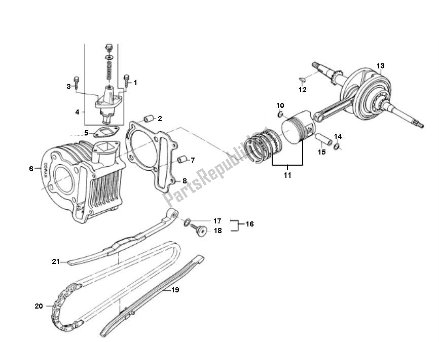 All parts for the Cylinder of the BTC Grand Retro Grande 50 2000 - 2010