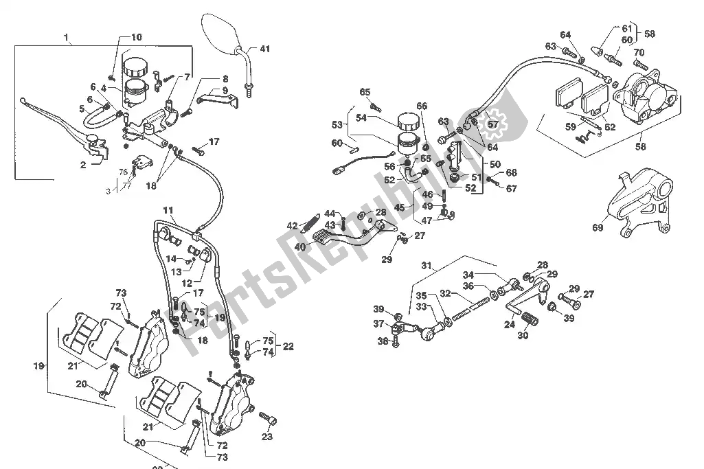 All parts for the Brake System of the Cagiva Raptor 1000 2005
