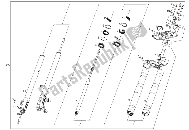 Toutes les pièces pour le Fourche Avant (2) du Derbi Mulhacen 125 4T E3 2007