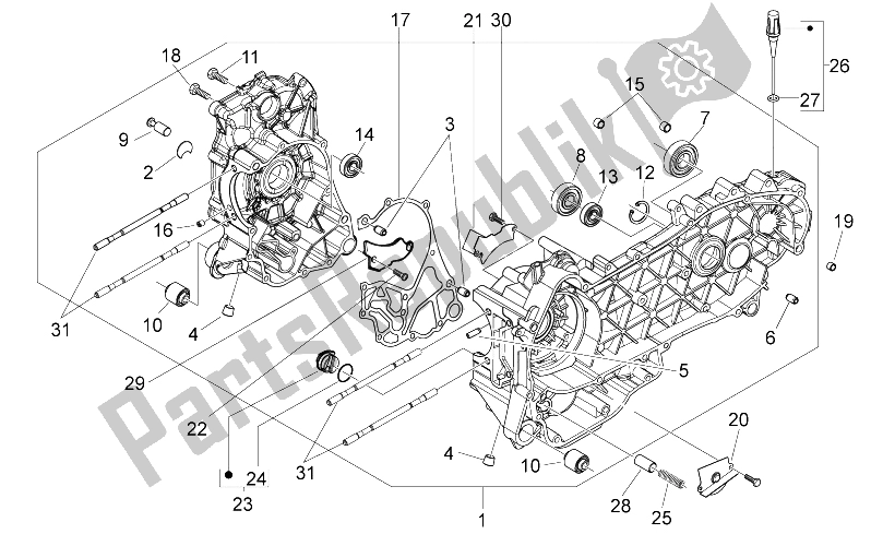 All parts for the Crankcase of the Derbi Variant Sport 125 4T E3 2012