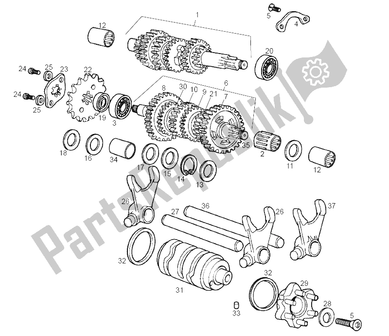 Todas las partes para Caja De Cambios de Derbi Senda 50 SM X Trem E2 2A Edicion 2005