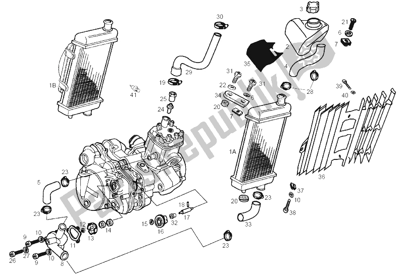 All parts for the Cooling System of the Derbi Senda 50 SM Black DRD Edition 2005