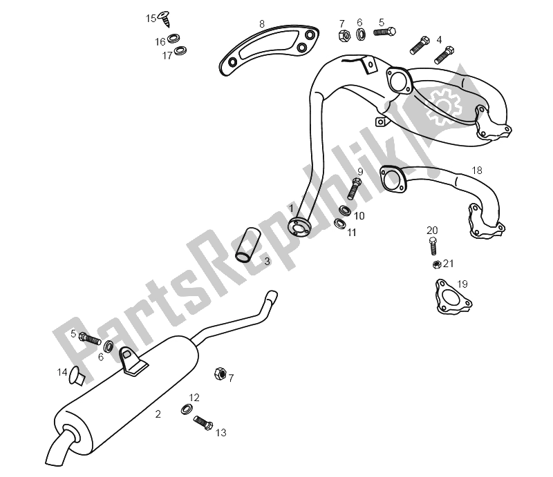 All parts for the Exhaust Unit of the Derbi Senda 50 R Export Market 2000