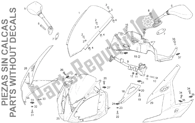 All parts for the Body of the Derbi GPR 50 2T E2 2009