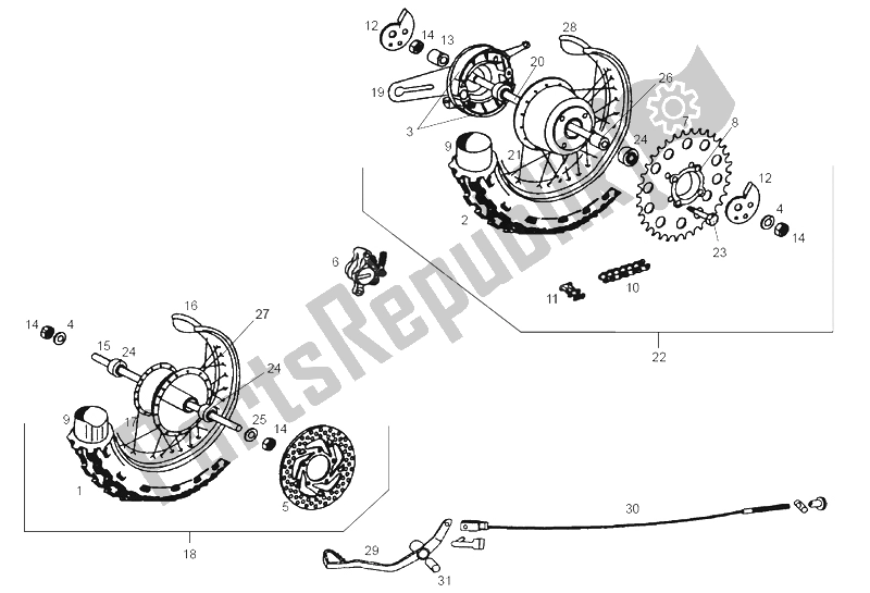 Todas las partes para Ruedas de Derbi Minimoto 50 2007