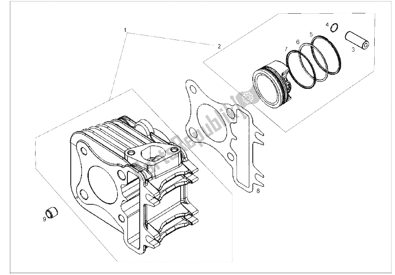 All parts for the Piston of the Derbi Boulevard 50 CC 4T E2 25 KMH 2009