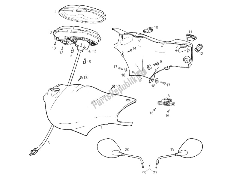 Toutes les pièces pour le Tableau De Bord Combiné du Derbi Atlantis 50 2T Bullet 2010