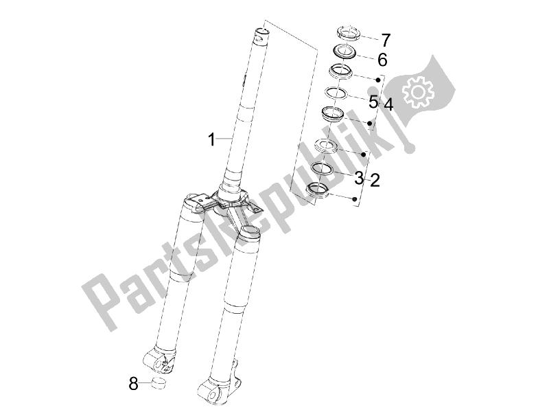 Tutte le parti per il Forcella / Tubo Sterzo - Unità Cuscinetto Sterzo del Derbi Sonar 150 4T 2009