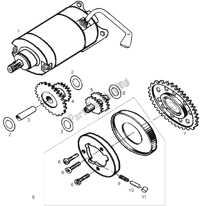 Todas las partes para Motor De Arranque de Derbi Senda 125 R 4T Baja E3 2007