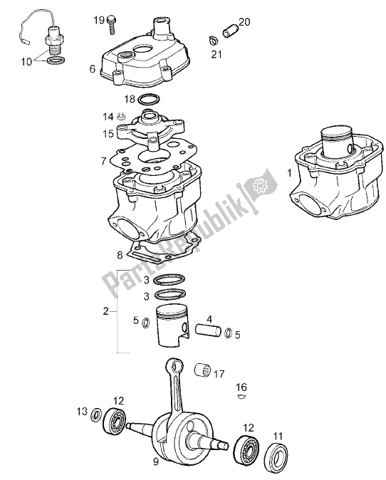 All parts for the Drive Shaft of the Derbi Senda 50 R X Trem E2 3 VER 2008