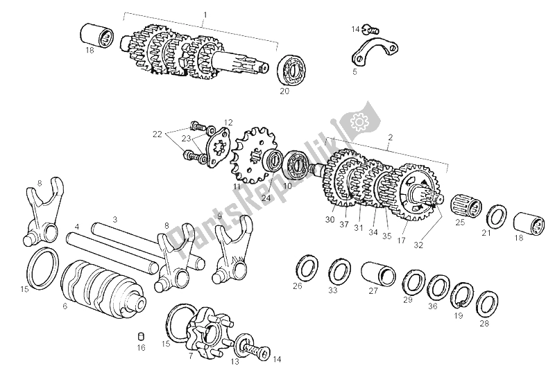 Toutes les pièces pour le Boîte De Vitesses du Derbi GPR 50 Replica E2 2A Edicion 2005