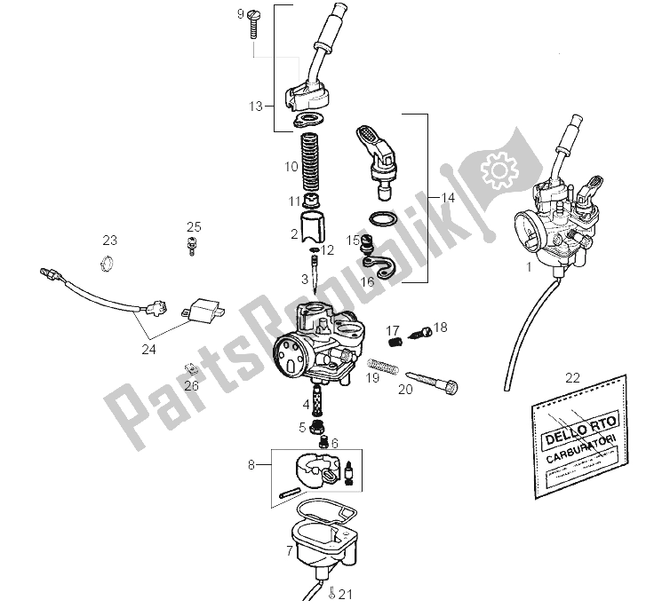 Toutes les pièces pour le Carburateur du Derbi Senda 50 SM X Race E2 3 Edicion 2007