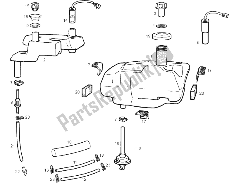 Tutte le parti per il Serbatoio del Derbi Atlantis O2 25 KMH 50 2002