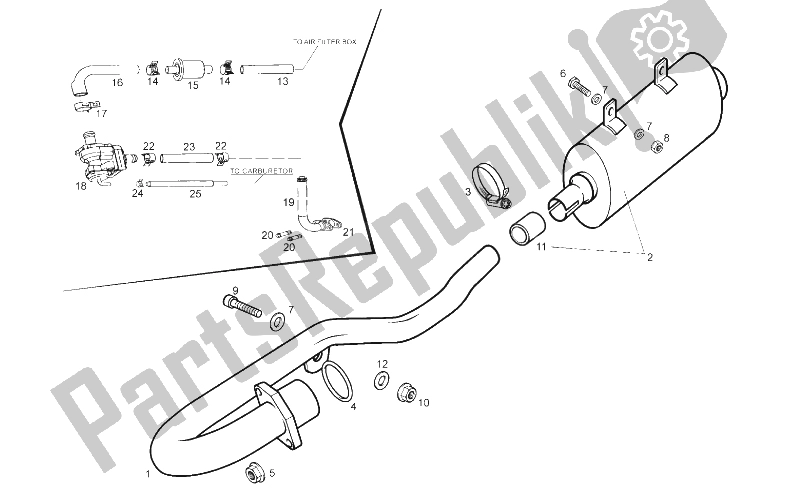 All parts for the Exhaust Pipe of the Derbi Senda 125 R Baja 4T E3 2010
