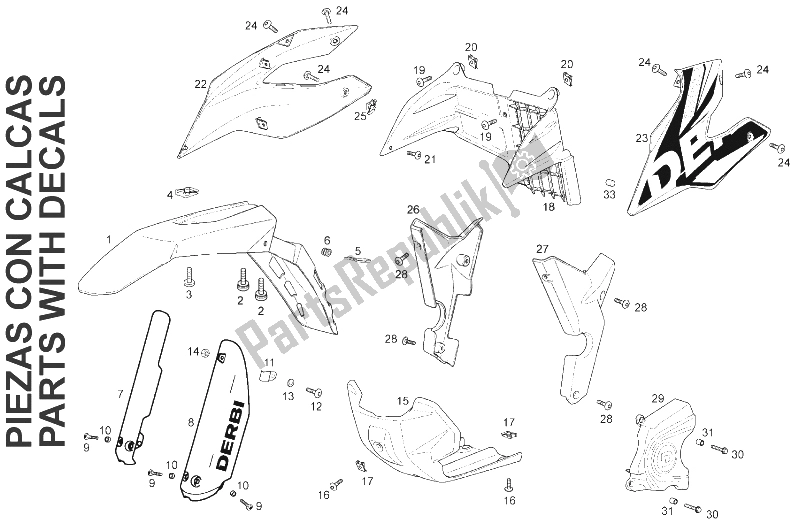 Alle onderdelen voor de Voorspatbord van de Derbi Senda 125 SM DRD Motard 2013