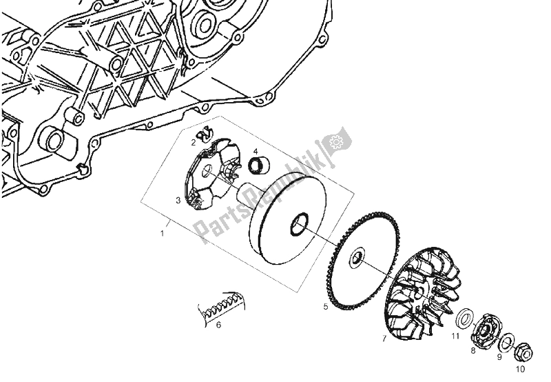 Todas las partes para Variador de Derbi Boulevard 50 CC 4T E2 25 KMH 2009