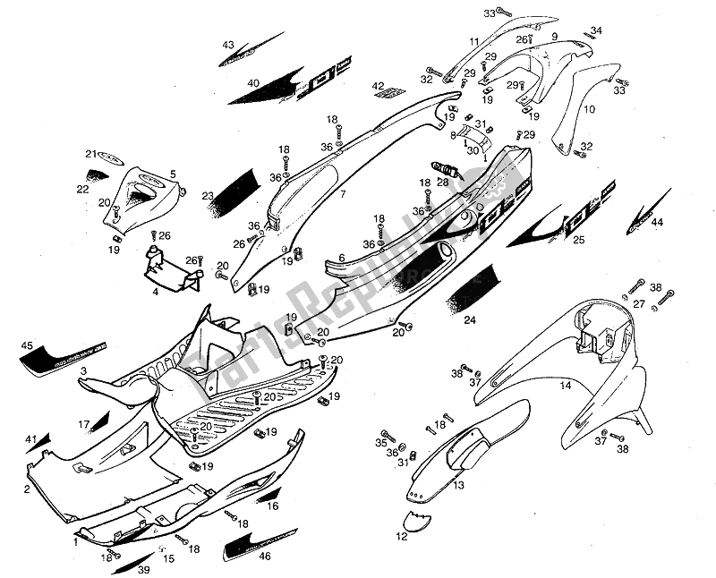 Toutes les pièces pour le Cadre (2) du Derbi Predator O2 Gpseries 50 2001