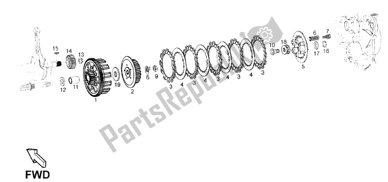 All parts for the Clutch of the Derbi Terra Adventure E3 125 2008