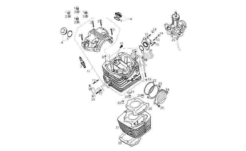 Toutes les pièces pour le Cylindre - Culasse du Derbi Senda 125 R Baja 4T E3 2010