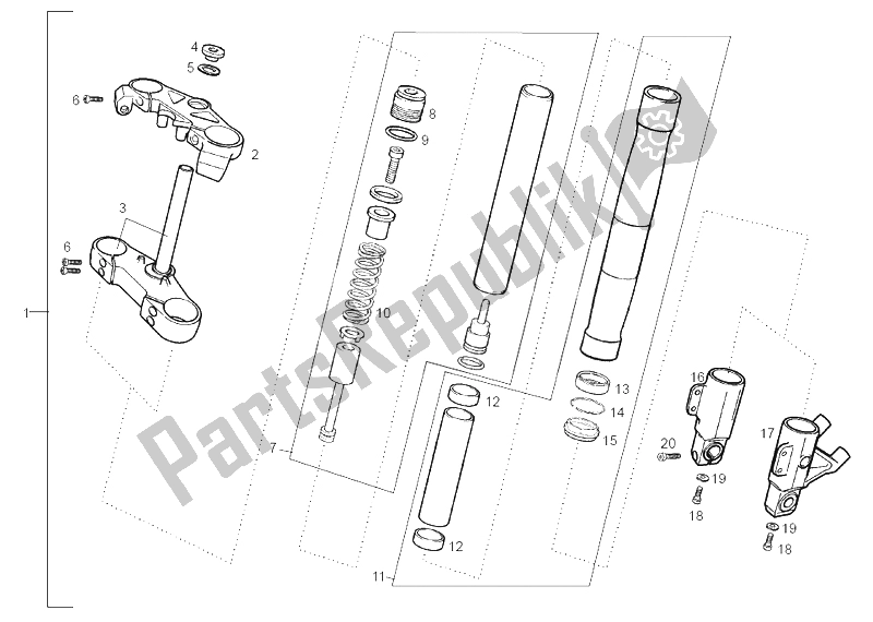 Toutes les pièces pour le Fourche Avant Sebac du Derbi GPR 50 Racing E2 2 Edicion 2006