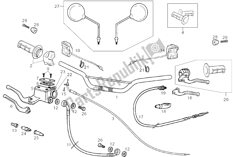 Todas las partes para Manillar - Controles de Derbi Senda 125 R 4T E2 Baja 2006