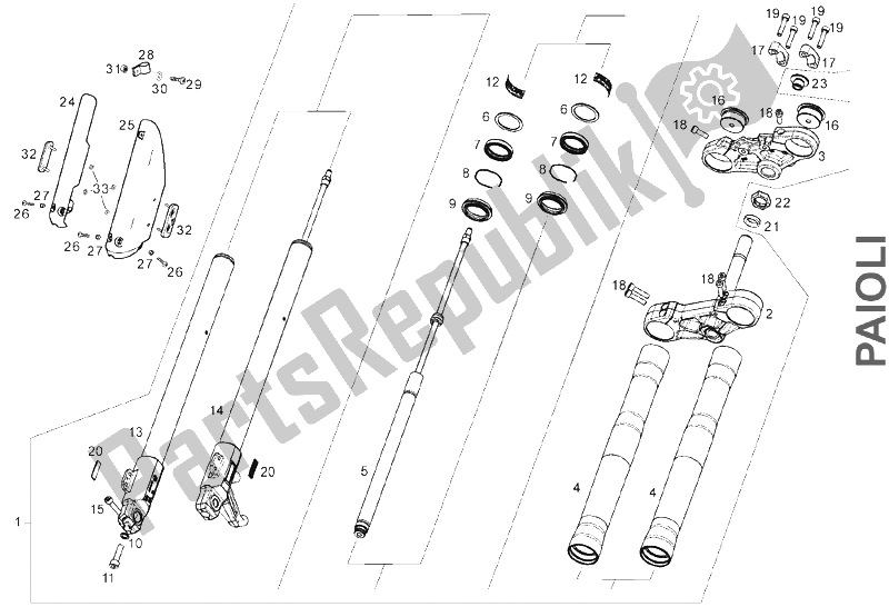 All parts for the Front Fork (2) of the Derbi Senda 50 R DRD PRO E2 2 VER 2005