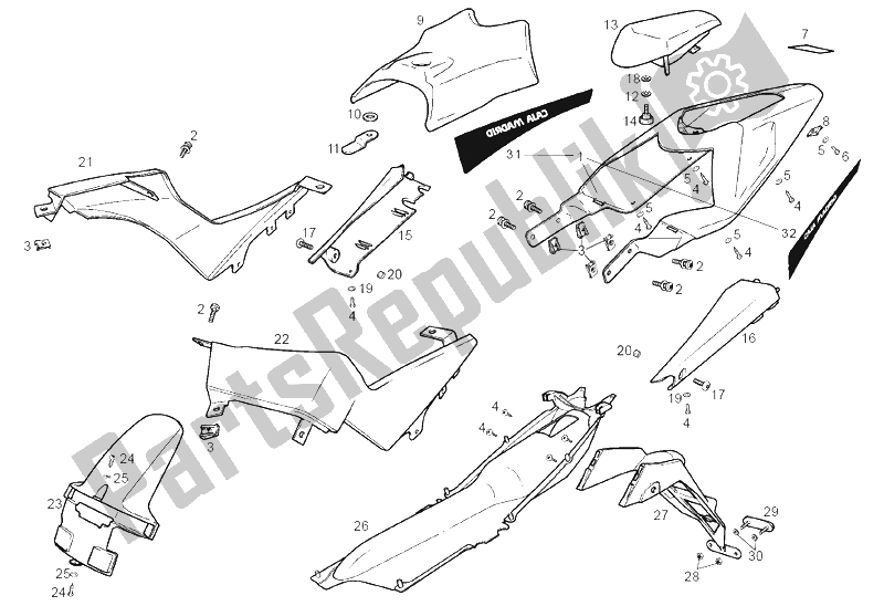 All parts for the Frame (3) of the Derbi GPR 50 Replica E2 2A Edicion 2005