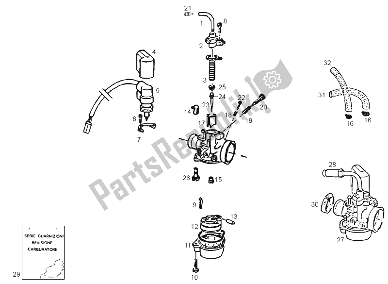 Tutte le parti per il Carburatore del Derbi GP1 50 CC Race E2 2 VER 2005