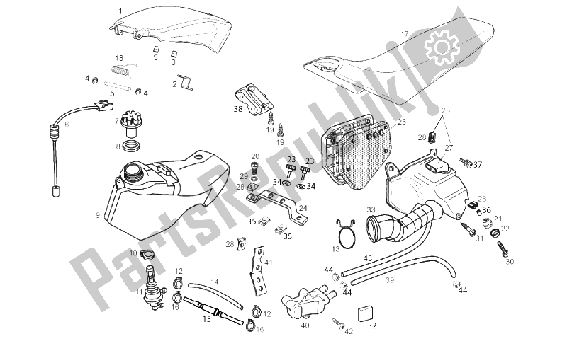 Tutte le parti per il Serbatoio - Air Box - Sella del Derbi Senda 50 SM DRD X Treme LTD Edition 2T E2 2013