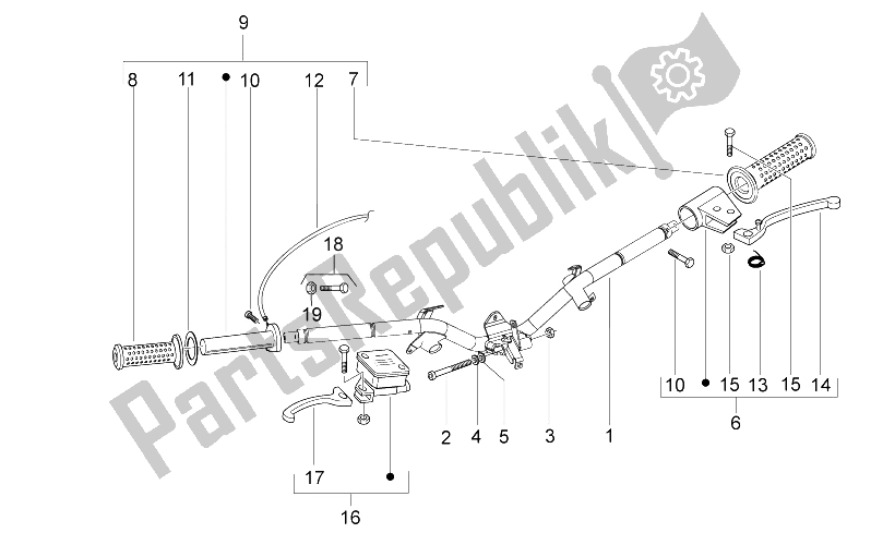 Alle onderdelen voor de Stuur van de Derbi Variant Sport 50 2T 2012