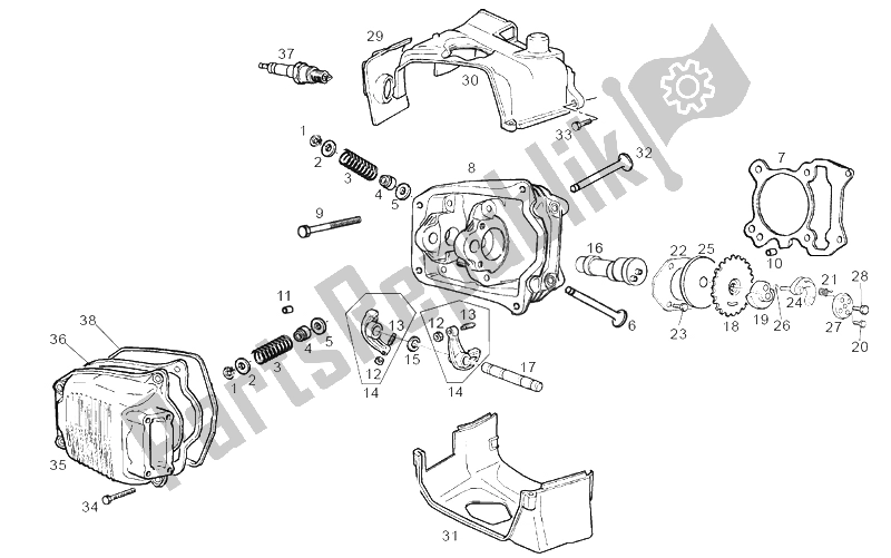 All parts for the Cylinder Head Cover of the Derbi Boulevard 50 2003 All parts for the Cylinder Head Cover of the Derbi Boulevard 50 2003