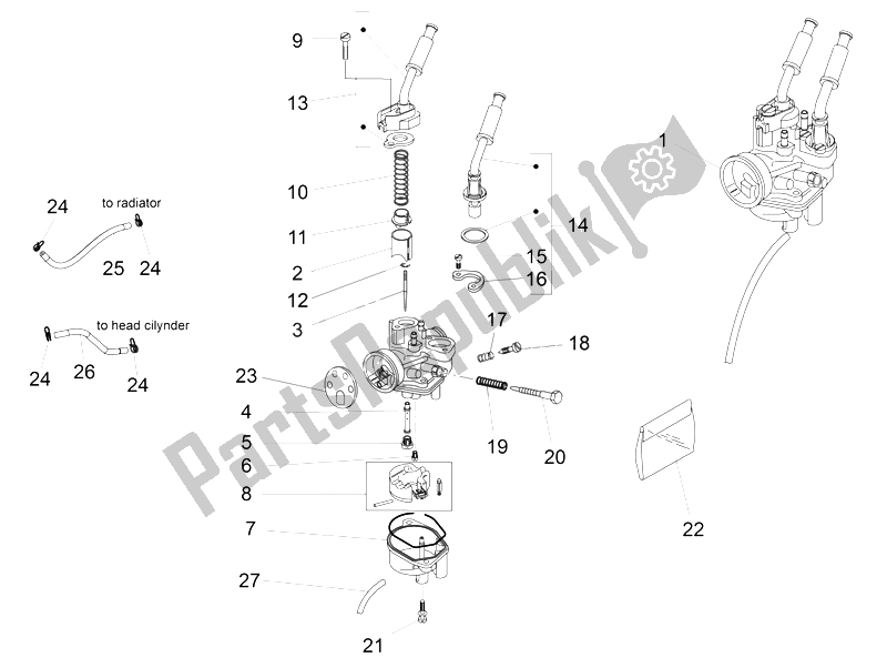 All parts for the Carburettor of the Derbi GPR 50 2T 2013