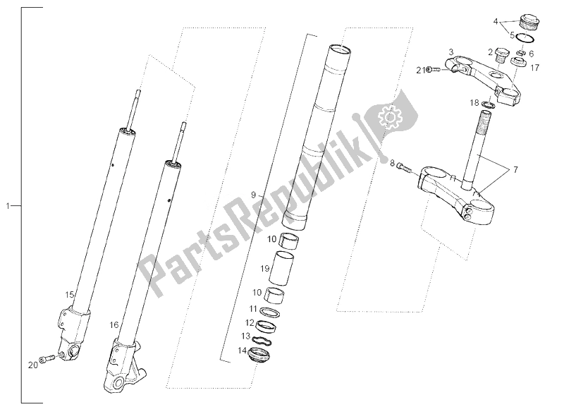 Todas las partes para Tenedor Frontal de Derbi GPR 50 R E2 Replica 2 VER 2008