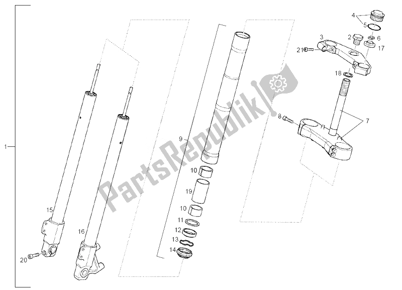 Wszystkie części do Przedni Widelec Derbi GPR 50 R E2 Replica 2 VER 2008