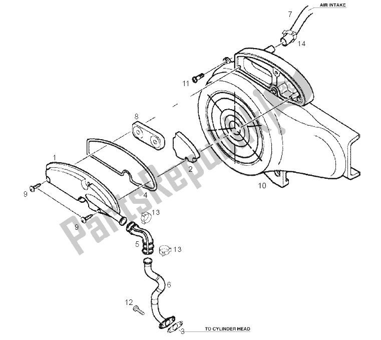 Todas las partes para Portafiltro de Derbi Atlantis 4T 50 CC 100 E2 2004