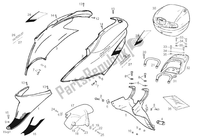 Tutte le parti per il Cornice (2) del Derbi Atlantis O2 Bullet E2 2A ED 50 2003