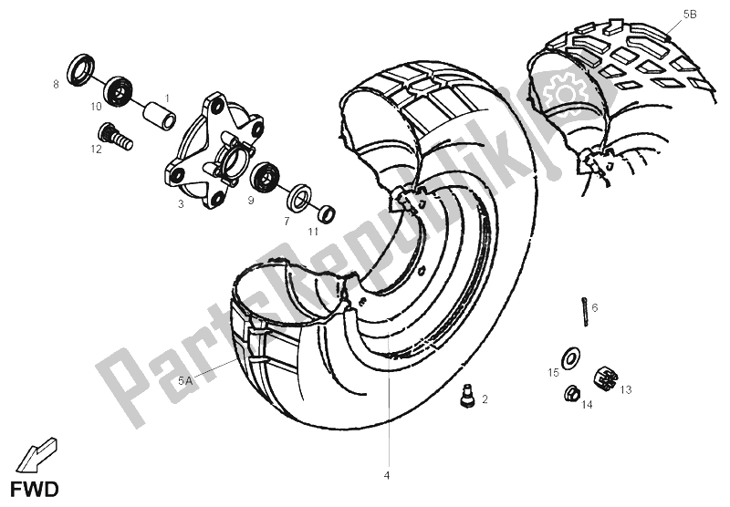 All parts for the Front Wheel (2) of the Derbi DXR 200 CC 2005